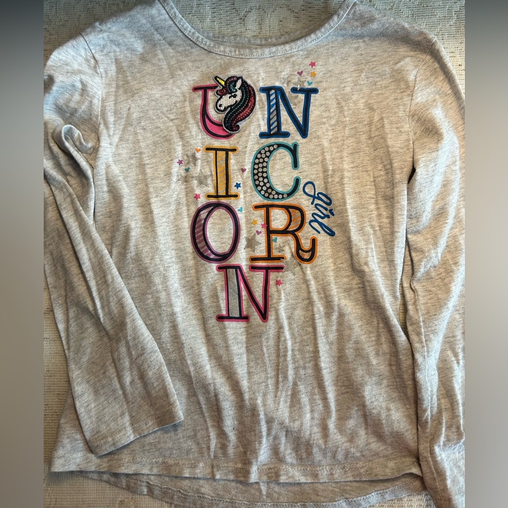 5 for $25 - Garanimals Gray Unicorn Girl Long Sleeve Tee